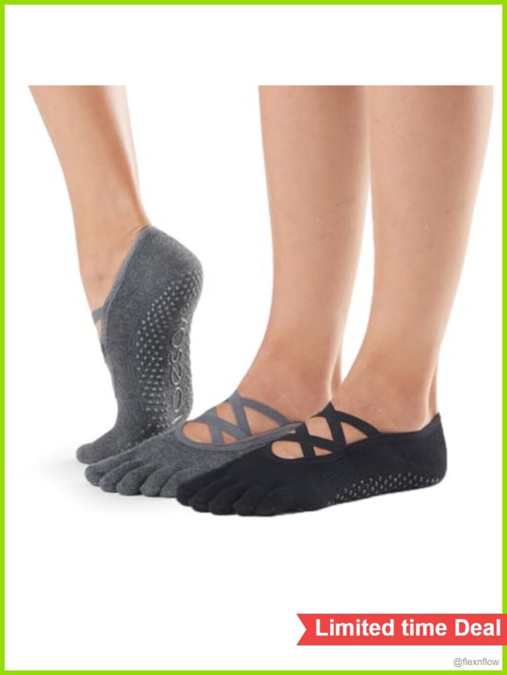 ToeSox Elle Full-Toe Grip Socks Multi-Pack Pilates Yoga Barre Non-Slip